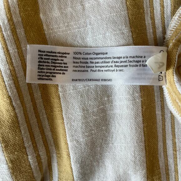 Eileen Fisher Kimono Jacket L/XL Reed Yellow Stripe Organic Cotton Lagenlook - Picture 8 of 10